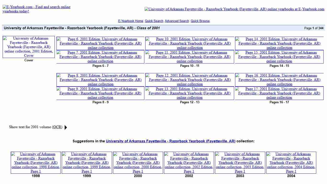 University of Arkansas Fayetteville - Razorback Yearbook (Fayetteville, AR), Class of 2001, Cover
